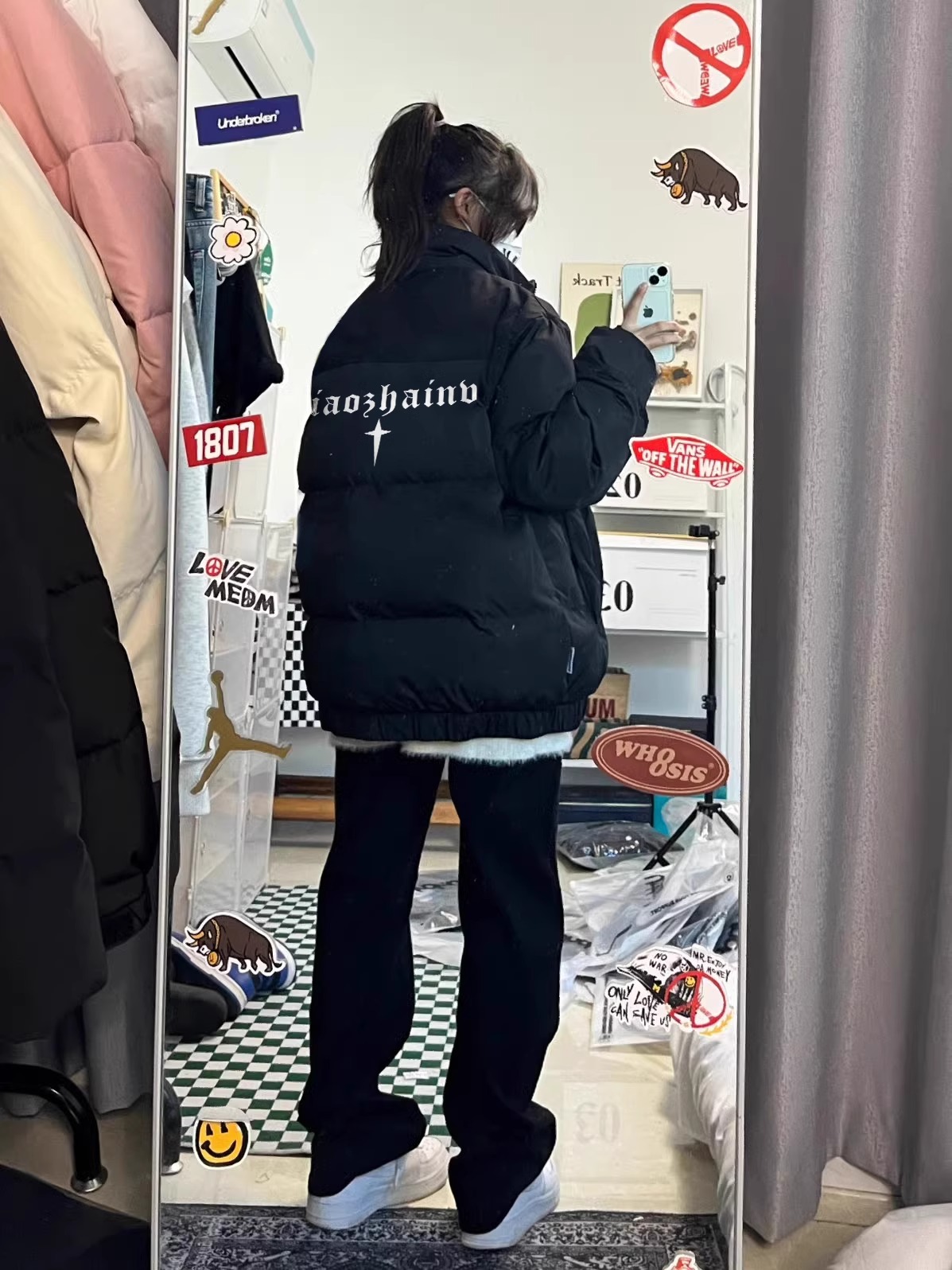 Hand-stuffed cotton padded jacket winter new loose thickened cotton coat printed coat for women