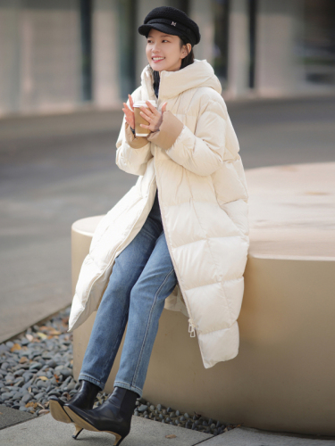 Korean style mid-length down jacket, cotton-padded jacket, cold-resistant large quilt | Loose and fashionable down jacket, women's winter hooded jacket