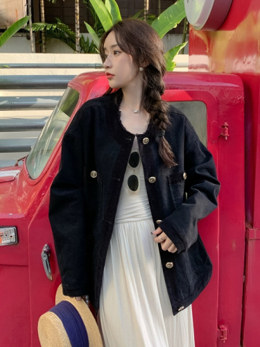 复古牛仔小香风外套女2023春季新款设计感韩版宽松气质小个子上衣