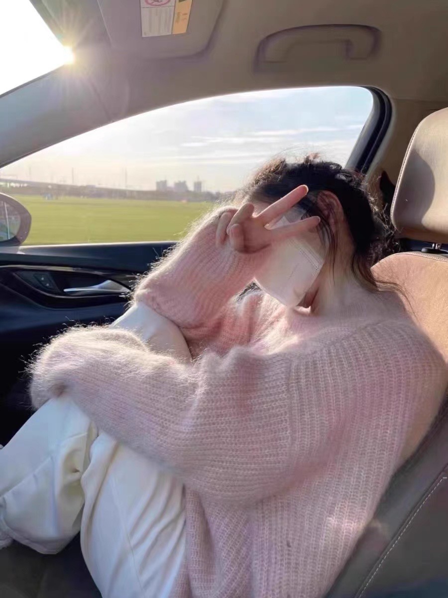 Autumn clothing 2023 new style gentle wind milk fufu pink mohair sweater small high-end knitted top