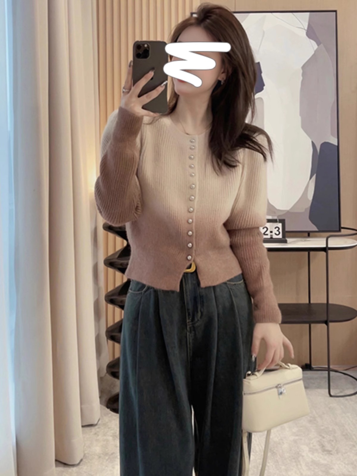 漸變色韓系穿搭針織開衫女初秋2023新款小衫短款上衣毛衣外套春秋