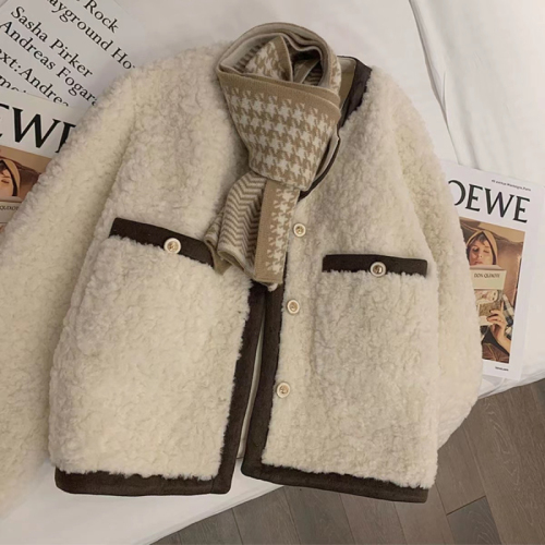 Autumn and winter lamb plush coat women's loose fur all-in-one small fragrant short coat thickened 2023 new top