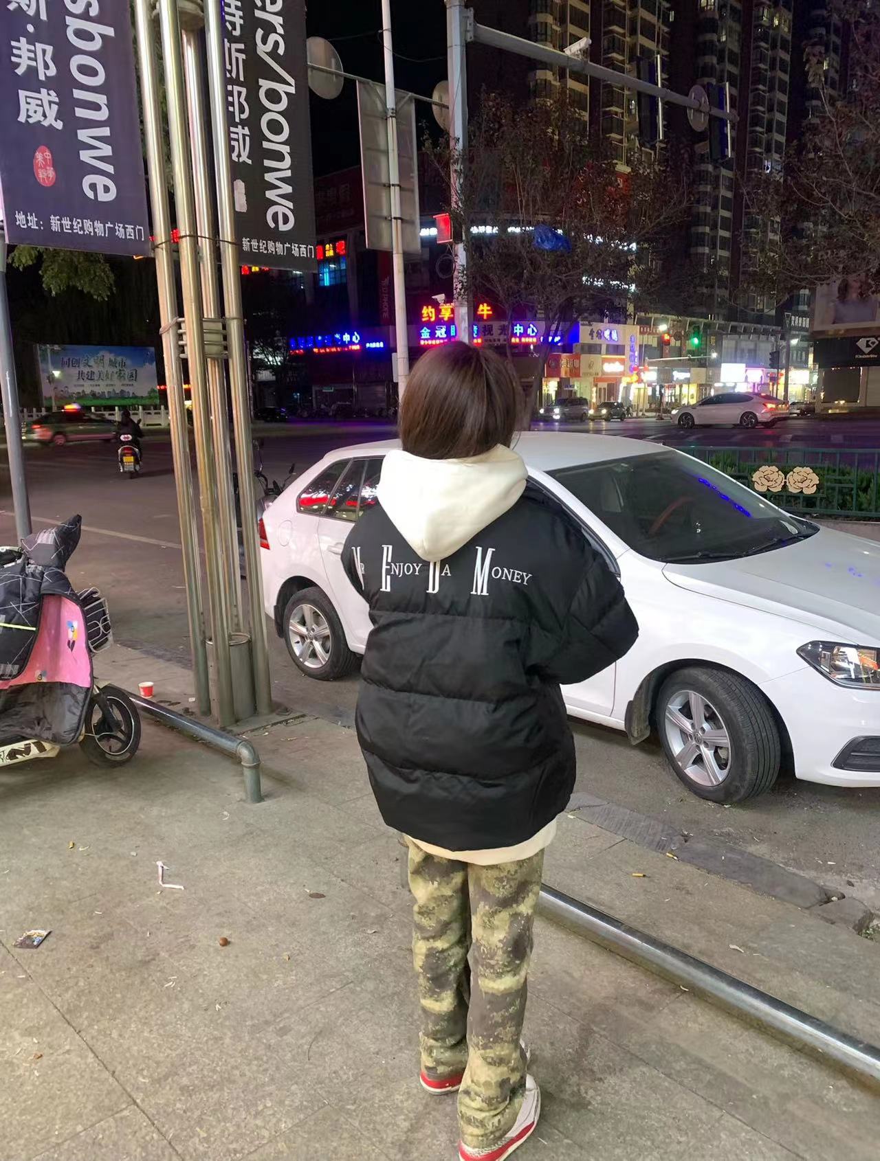 CVC棉麵食毛華棉複合/牛奶絲300克銀狐絨400克前 印花連帽衛衣女