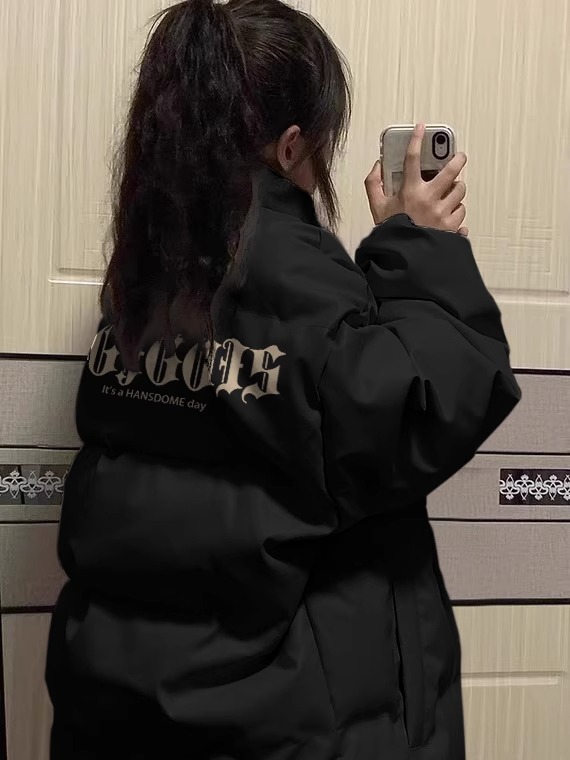 Hand-stuffed cotton padded jacket winter new loose thickened cotton coat printed coat for women