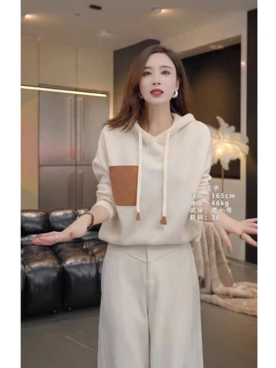 美拉德穿搭女裝設計感小眾復古連帽毛衣女秋冬新款慵懶風針織衛衣
