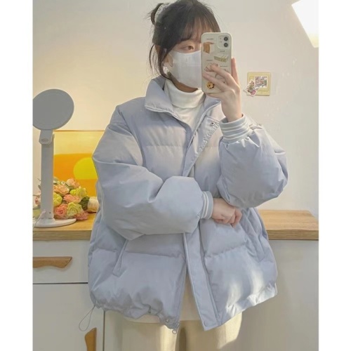 Blue short cotton coat for women Korean version winter  new thickened little college style cotton coat and jacket