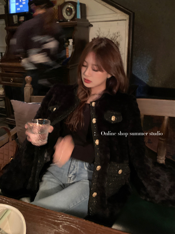 夏天家白色小香風羽絨服羊羔毛加厚毛毛絨外套女秋冬季高級感上衣