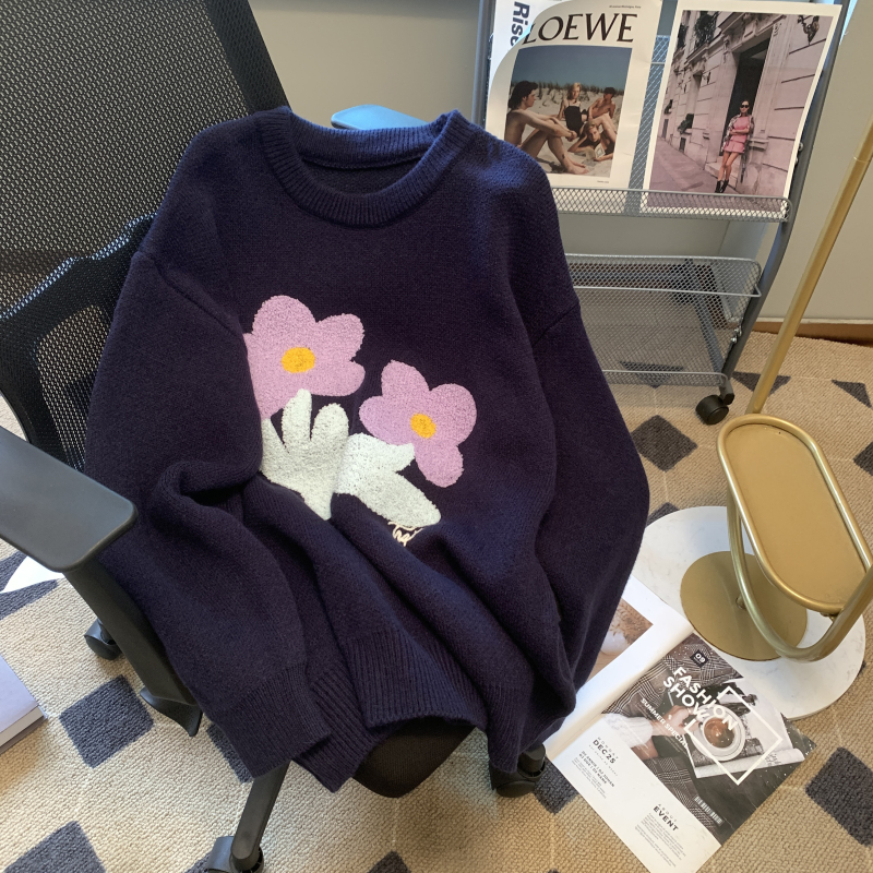 實拍日系慵懶風毛衣女秋冬復古小眾設計感溫柔風軟糯小個子針織衫