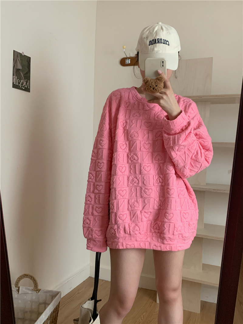 實拍包領提花春秋季新款寬鬆設計感長袖衛衣女