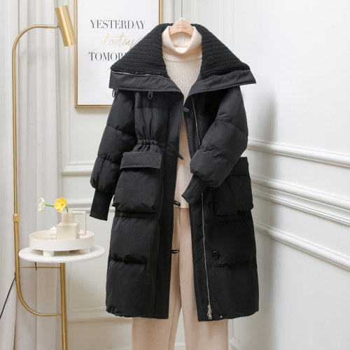  winter new style milky shawl down jacket women's mid-length over-the-knee thickened trendy slim coat