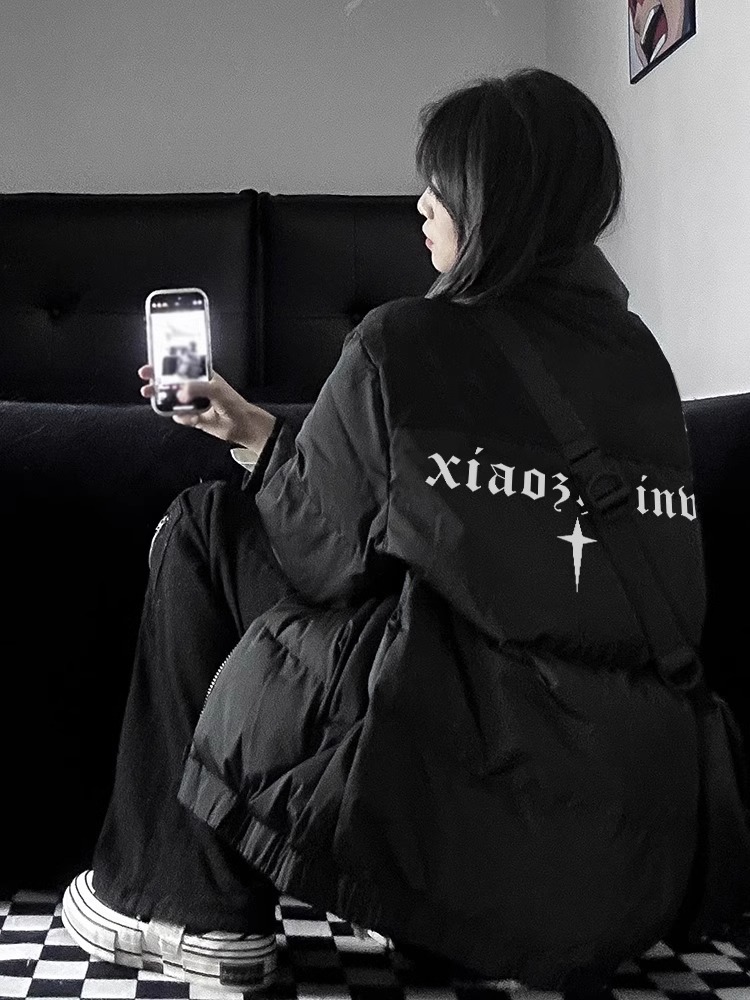 Hand-stuffed cotton padded jacket winter new loose thickened cotton coat printed coat for women