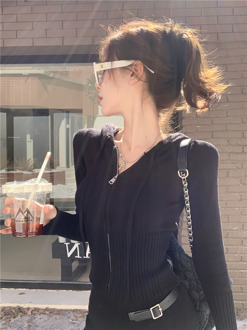 實拍~黑色針織毛衣套裝女秋冬穿搭一整套miu系褲子兩件套
