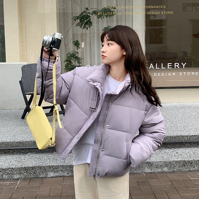 Actual shot of 2023 new Korean style short down cotton jacket for women loose student small ins thickened cotton jacket