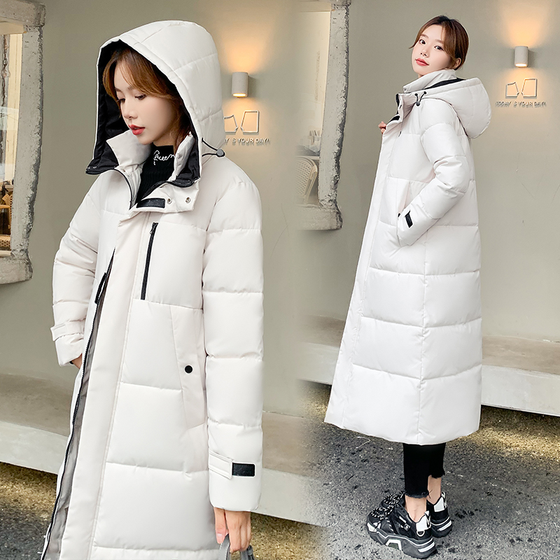 Real shot of down jacket for women 2023 winter new Korean fashion long version slimming temperament cotton jacket for women