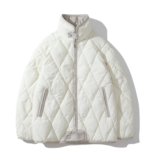 2023 winter new American student Korean cotton clothing women's quilted cotton coat rhombus cotton jacket oversize trendy