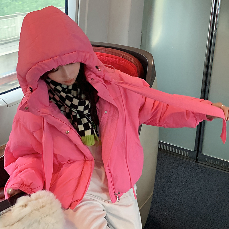 Fashionable down cotton short Korean style hooded thickened little student Korean style ins bread jacket