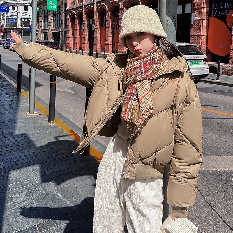 Korean cotton coat women's short 2023 winter new loose coat thickened casual oversize bread coat BF
