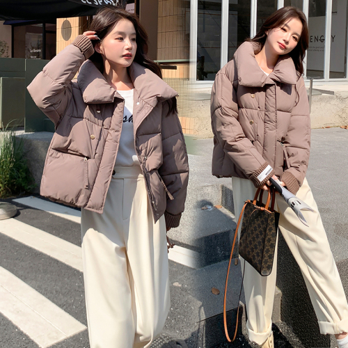 Real shot oversize bread coat short down cotton coat women's  trendy autumn and winter coat thick cotton jacket