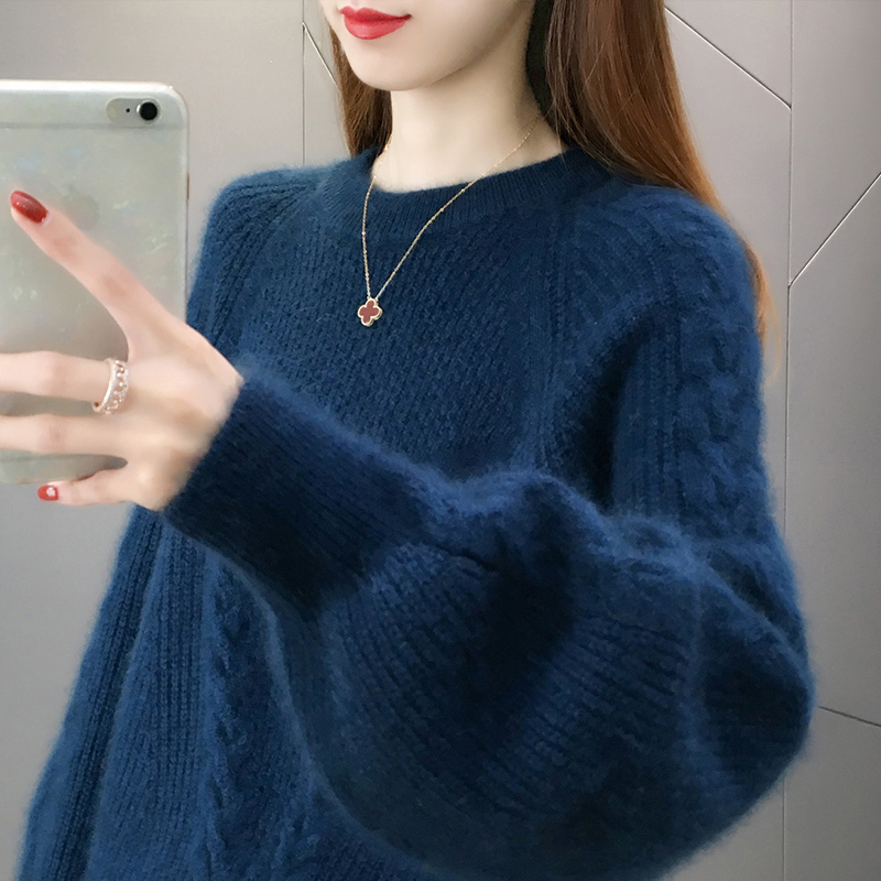 圓領套頭毛衣ins女森系寬鬆外穿年秋冬新款慵懶風針織打底衫