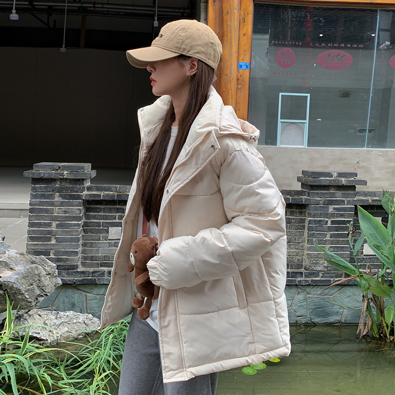 Real shot of women's cotton coat, Korean style short bread coat, small person, large size, Hong Kong style loose down jacket, student fat MM