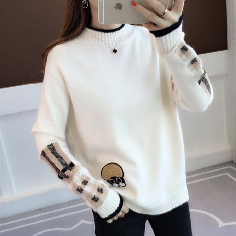 實拍秋冬季韓版新款高領毛衣女寬鬆套頭ins超火加厚針織衫打底衫