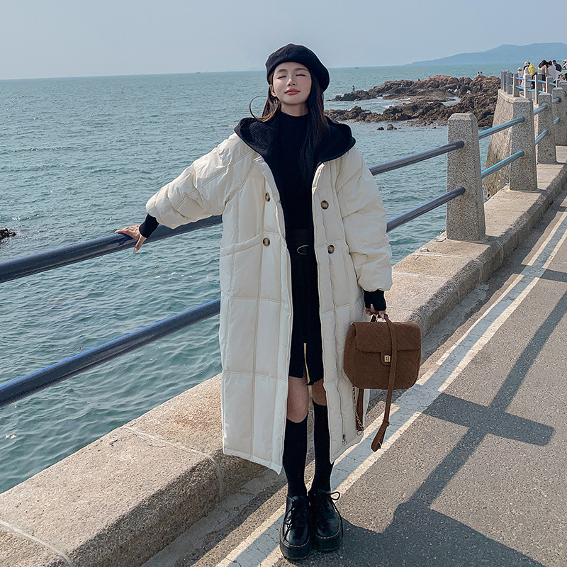 實拍2023冬季新款羽絨服韓版中長款女寬鬆棉服加厚時尚麵包服棉衣