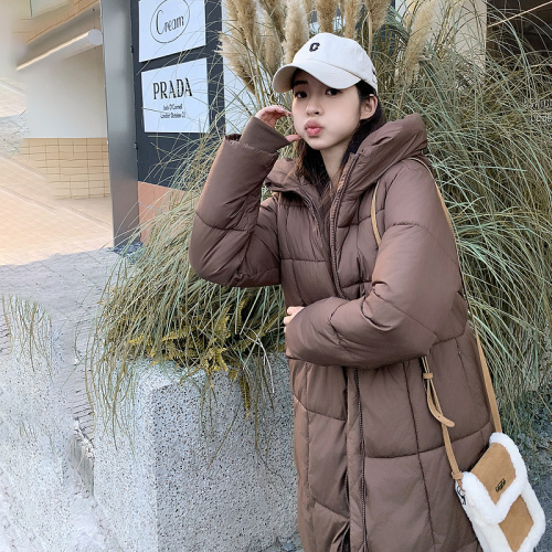 Actual shot of  winter new Korean style medium-length loose hooded student down jacket thickened bread jacket