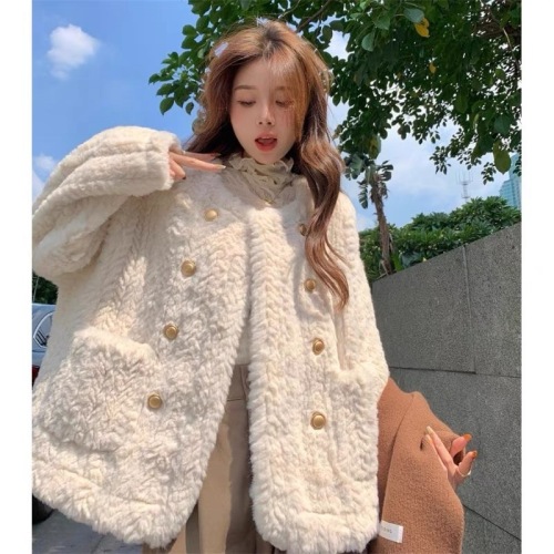 Xiaoxiangfeng jacket women's  new autumn and winter small high-end tops lambswool plus velvet thickened baseball uniform