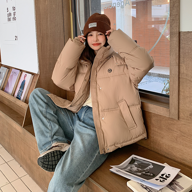 Korean style niche age-reducing casual removable hooded stand-up collar cotton coat, loose, warm and versatile bread coat and cotton coat