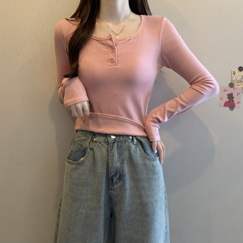 實拍 秋冬大碼保暖帶胸墊磨毛長袖T恤女上衣加厚內搭打底衫