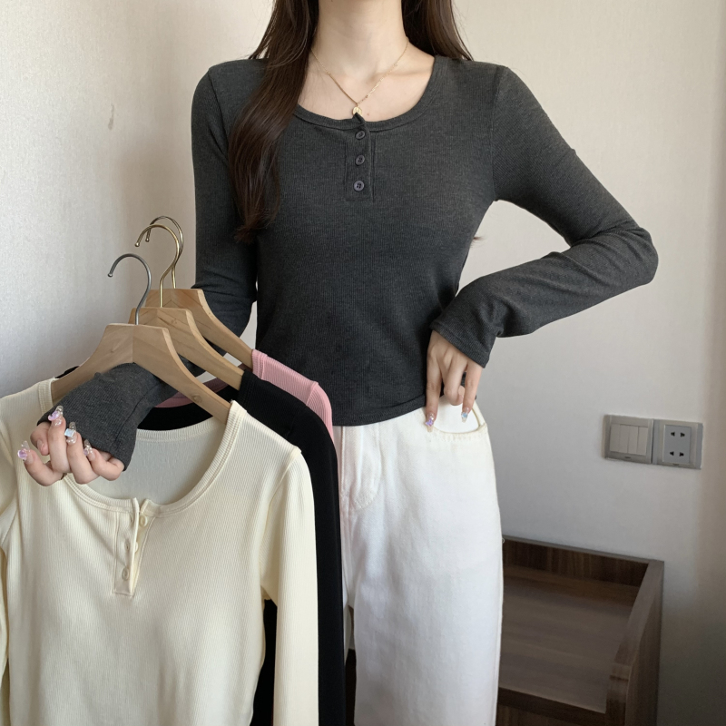 實拍 秋冬大碼保暖帶胸墊磨毛長袖T恤女上衣加厚內搭打底衫