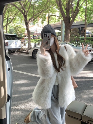 Actual shot Korean version of new winter eco-friendly furry fur mink jacket