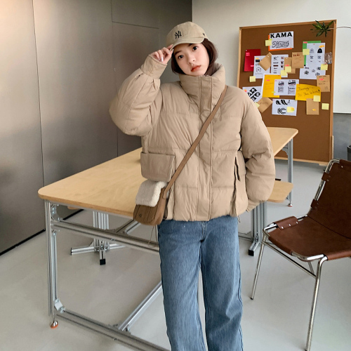 Real shot of Korean style bread coat loose thickened coat  large size women's down jacket women's short winter cotton coat