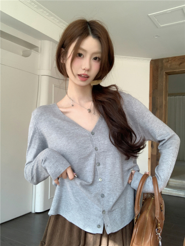 Actual shot ~ Spring, autumn and winter sweet, gentle and warm sun protection shirt, long-sleeved cardigan, core-spun yarn knitted sweater for women to wear outside