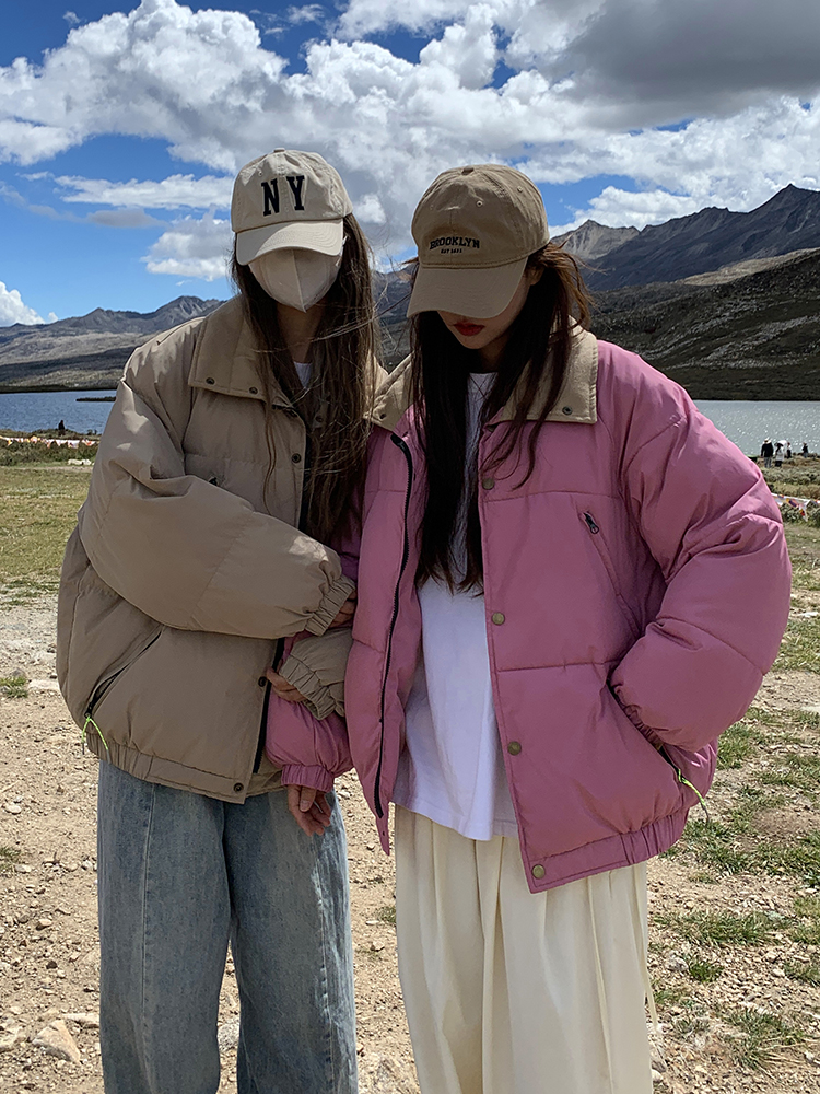 Real shot of down-padded jacket for women in winter 2023 new Korean oversize cotton-padded jacket for small people