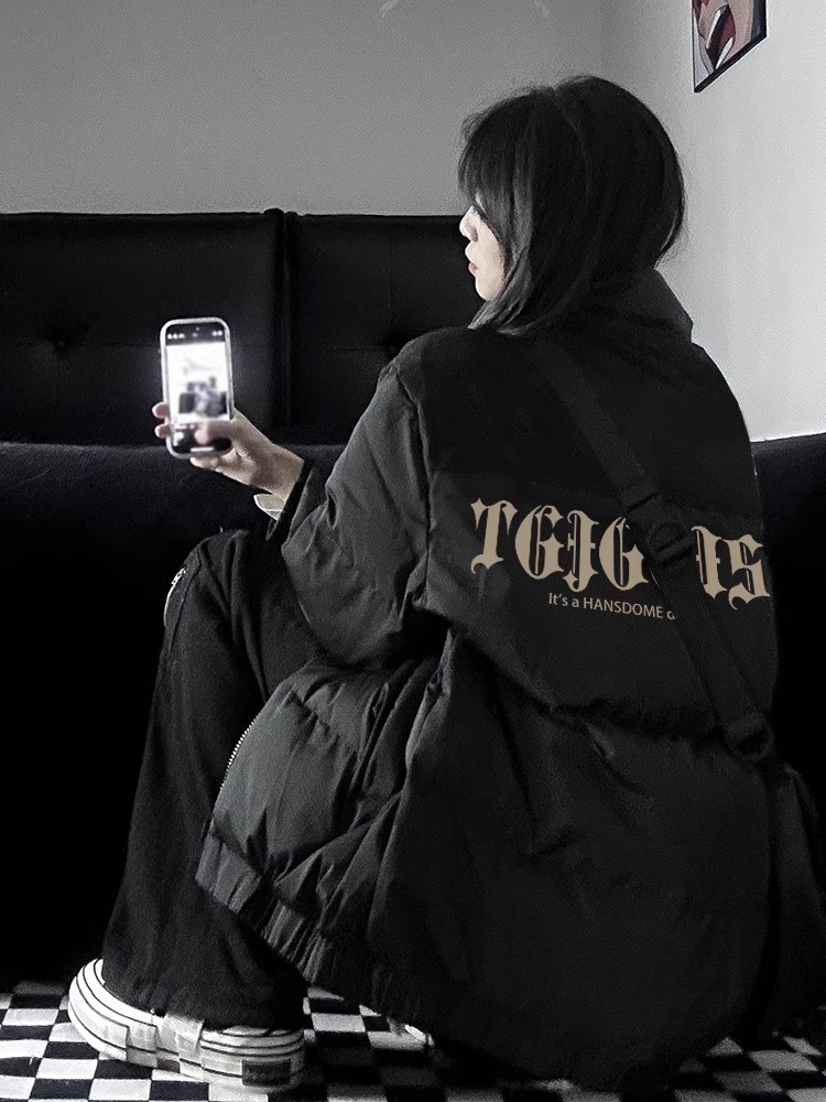 Hand-stuffed cotton padded jacket winter new loose thickened cotton coat printed coat for women
