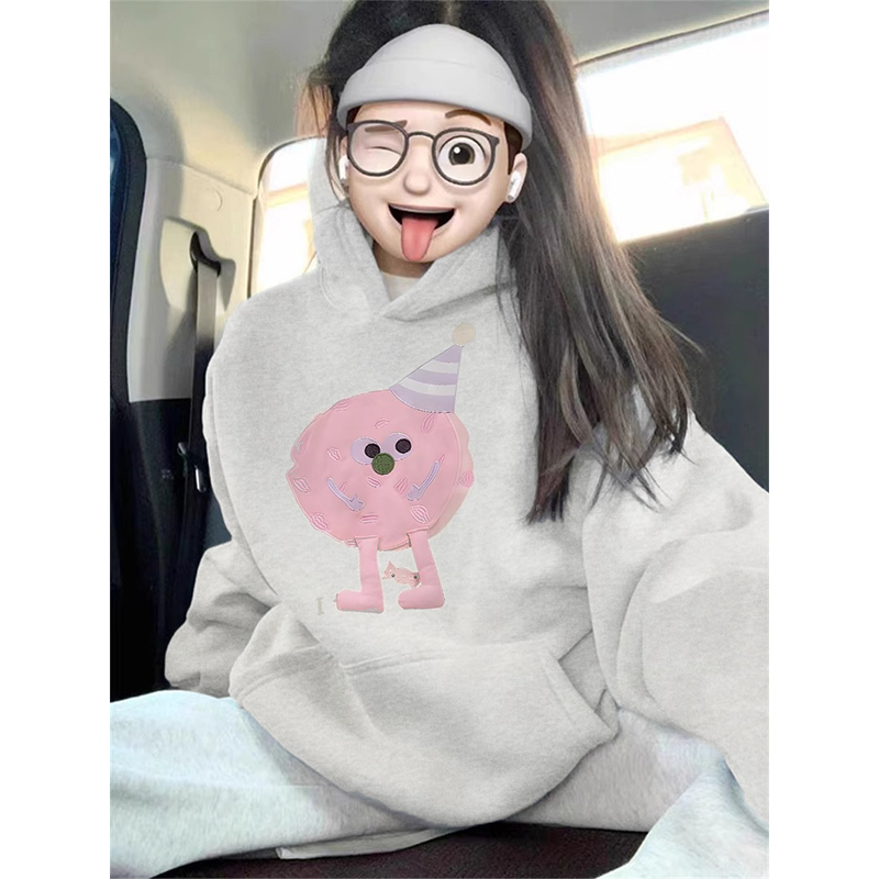 華棉複合銀狐絨 秋冬新款連帽衛衣女