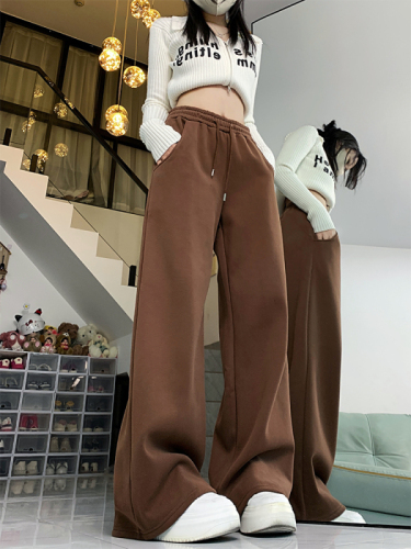 Actual shot of autumn and winter Korean chic simple multi-color composite thickened warm sweatpants and casual pants