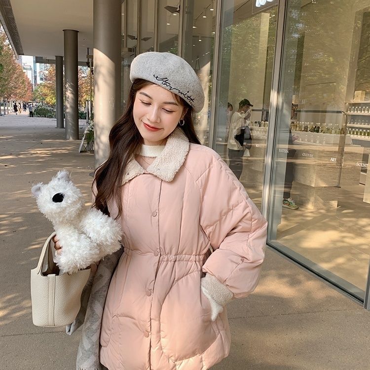 White Duck Down 2023 Down Jacket Women's Medium Long Small Fragrance Style Thickened Slim Waist Sweet Winter Jacket
