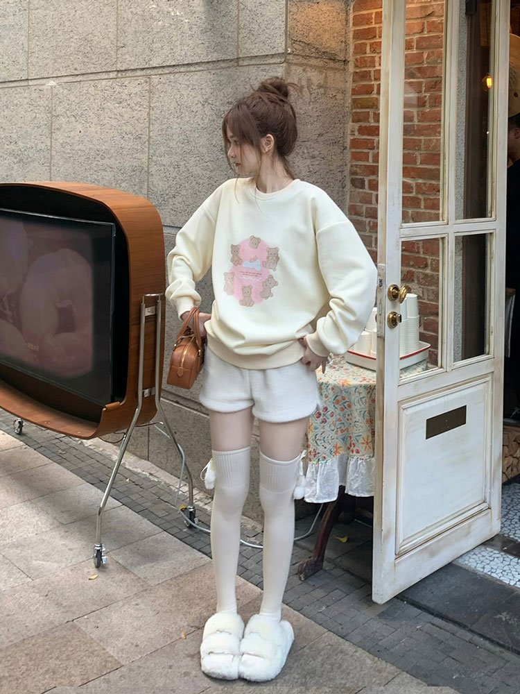 仿棉華棉複合牛奶絲320克銀狐絨420克圓領連帽雙帽寬鬆衛衣