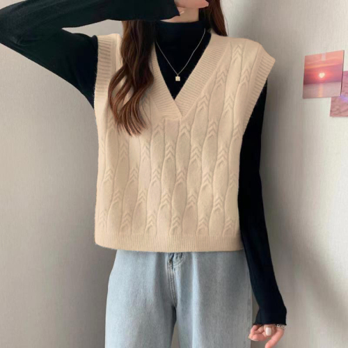 Actual shot ~ early autumn  new sweater knitted vest small person bottoming shirt western style women's clothing