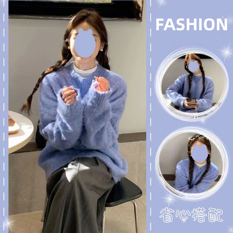 冬季女2023新款奶系甜美風可愛遮肉打底衫針織毛衣半身裙三件套潮