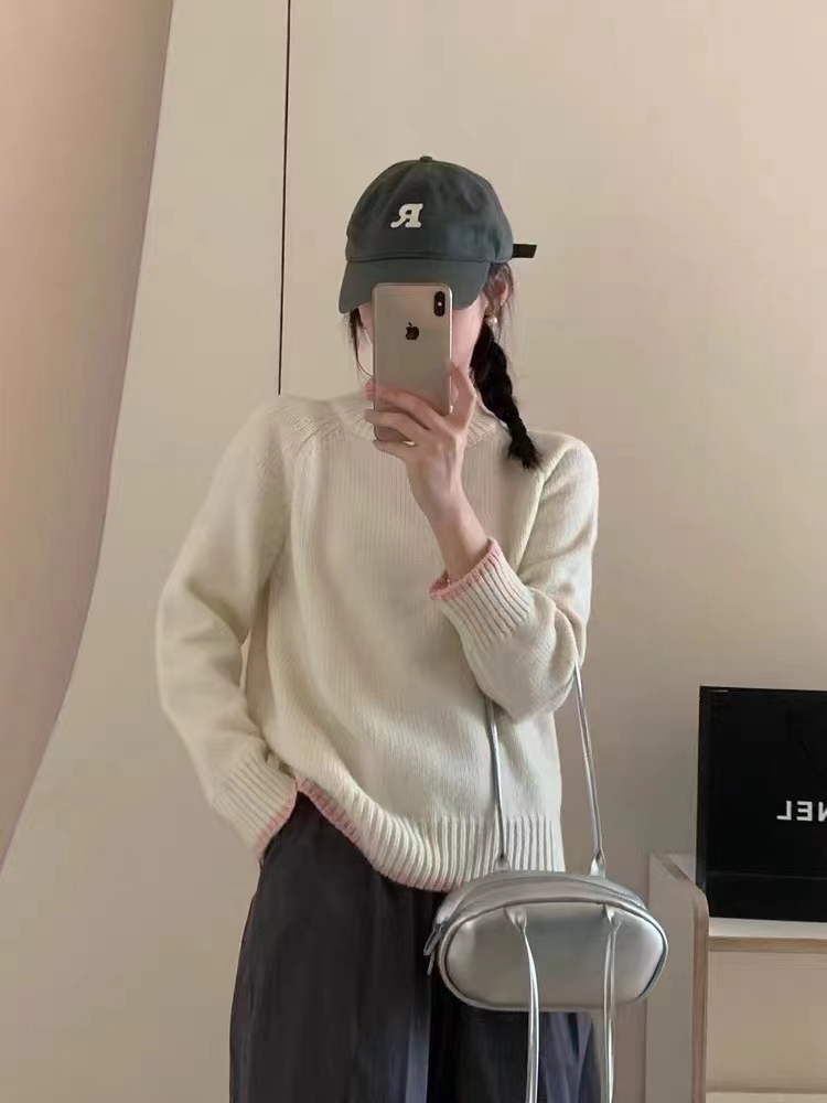 2023秋冬新款韓系圓領純色毛衣時尚簡約百搭長袖套頭針織衫女潮