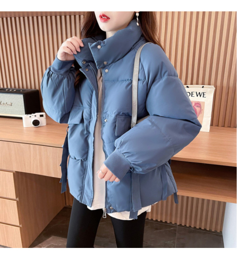 First real shot of new down-padded jacket for women Korean style stand collar loose internet celebrity ins Hong Kong style thickened warm cotton jacket for women