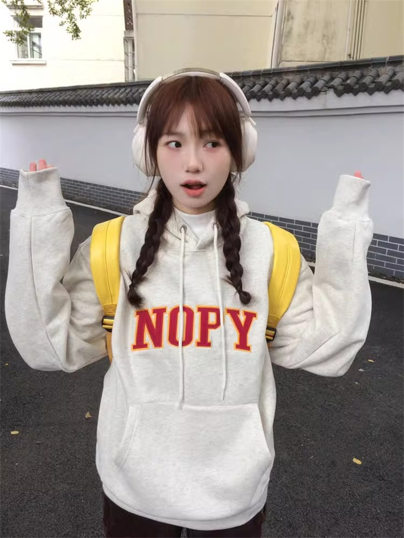 防棉華棉複合牛奶絲300克/銀狐絨400克連帽衛衣女