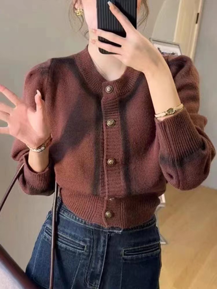 氣質女團小香風單排扣軟糯開衫毛衣女秋季洋氣時尚高級感針織上衣
