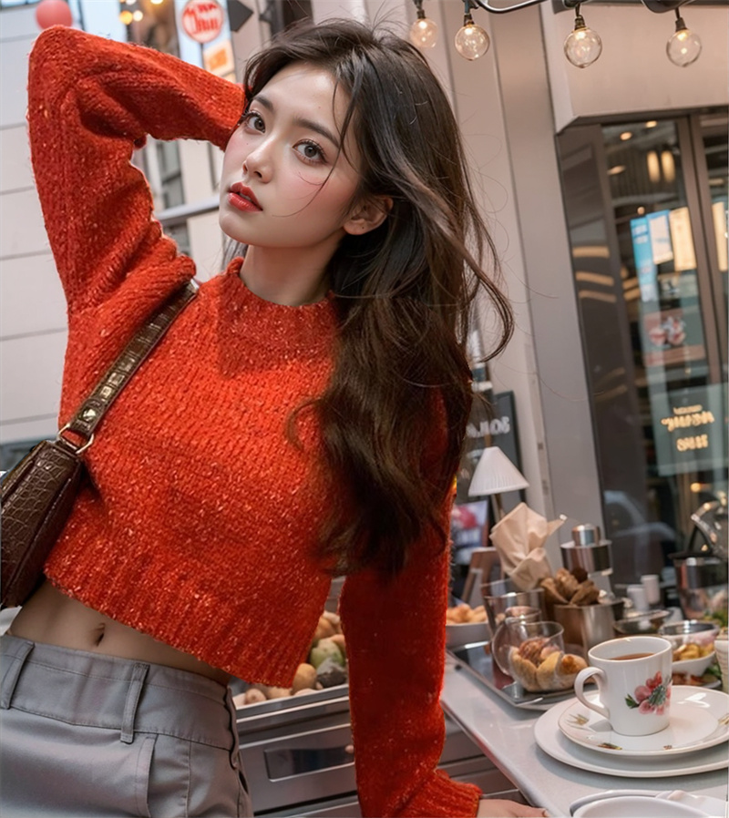 2023新年紅聖誕女韓國東大門外貿網紅同款GLYP優質慵懶風秋冬毛衣