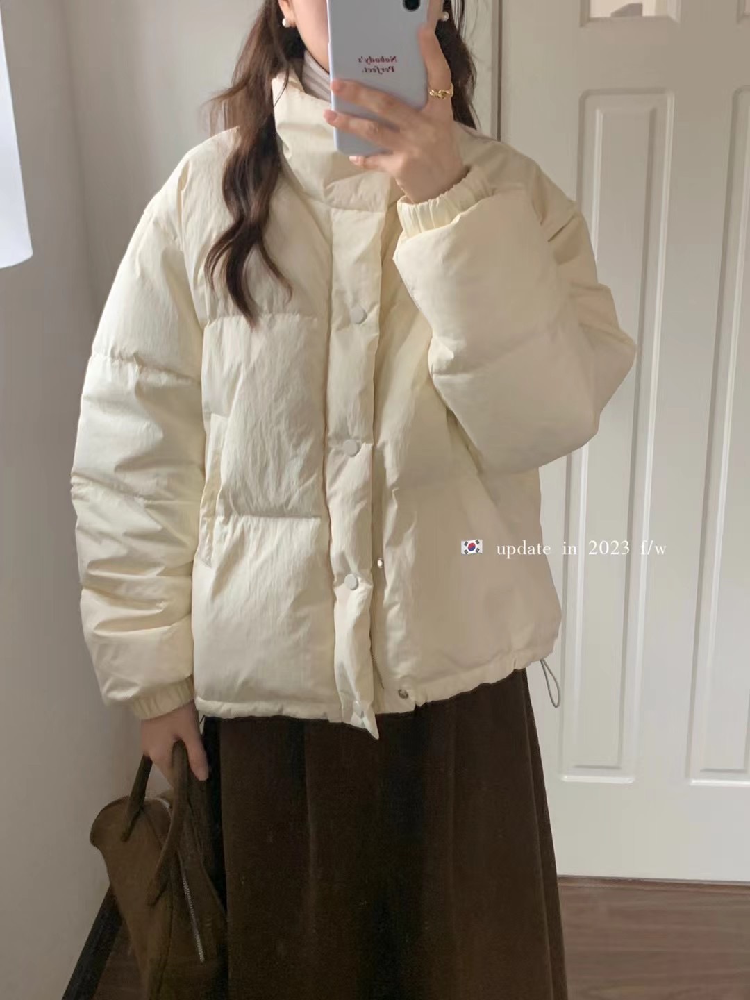 Real shot ~ 2023 South Korea Dongdaemun winter new stand collar zipper 90 white duck down down jacket short jacket