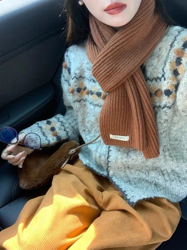 高級感超好看毛衣女秋冬刺繡上衣慵懶風軟糯外套灰色針織開衫外穿
