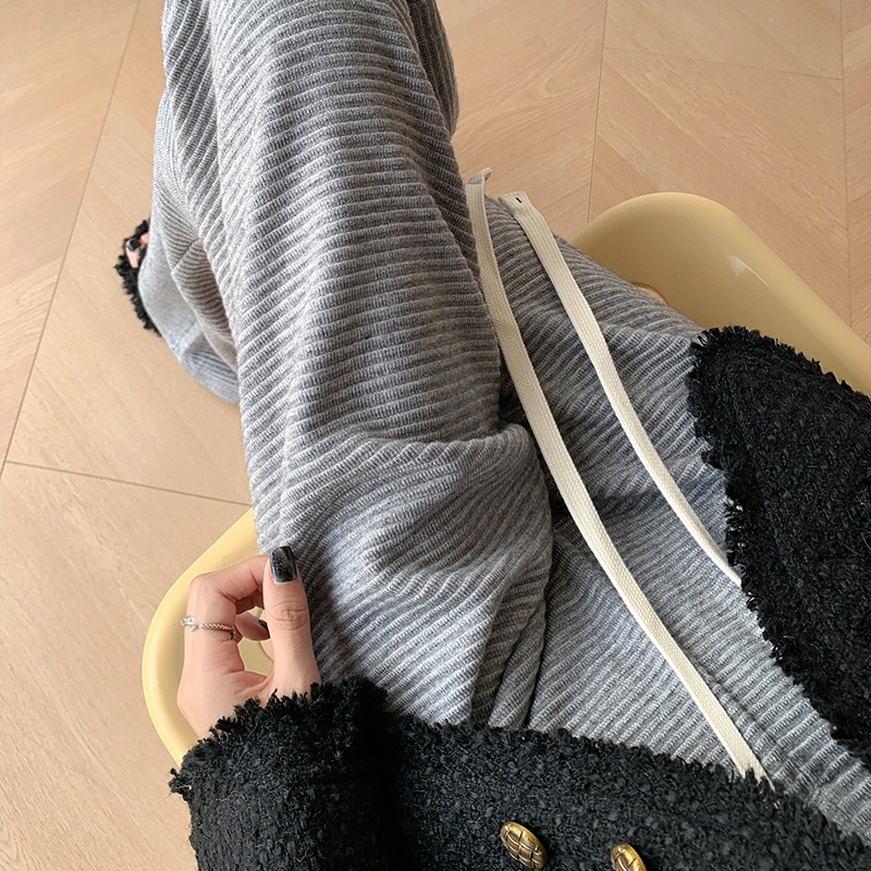 Original 280g imitation cashmere stair pants, wide-leg pants for women, autumn and winter elastic waist and slim casual floor mopping pants.